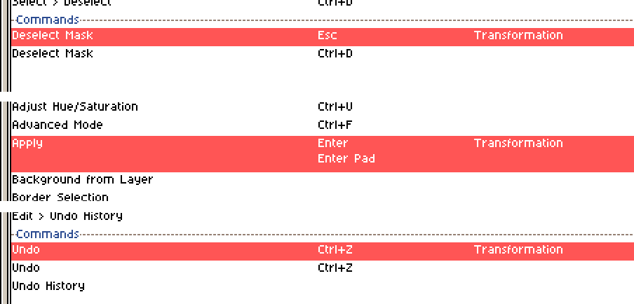 Apply transform options