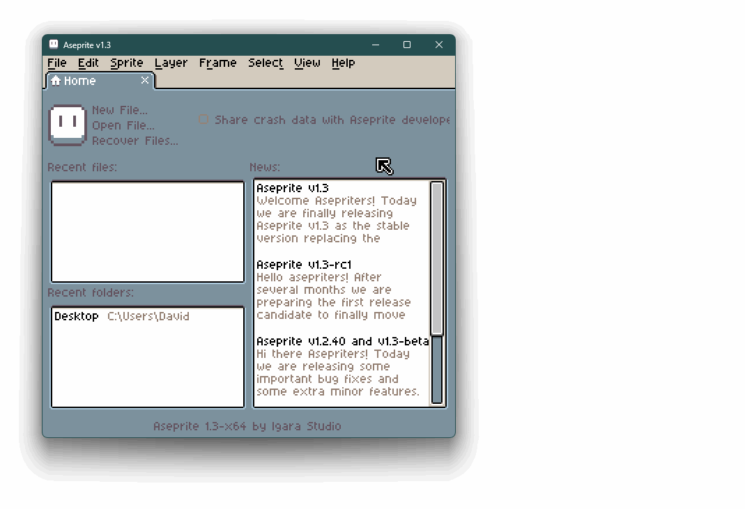 Go back to Aseprite file dialog