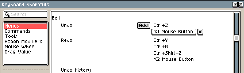 Associate mouse buttons to commands