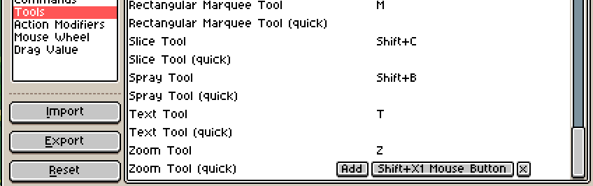 Associate mouse buttons to tools
